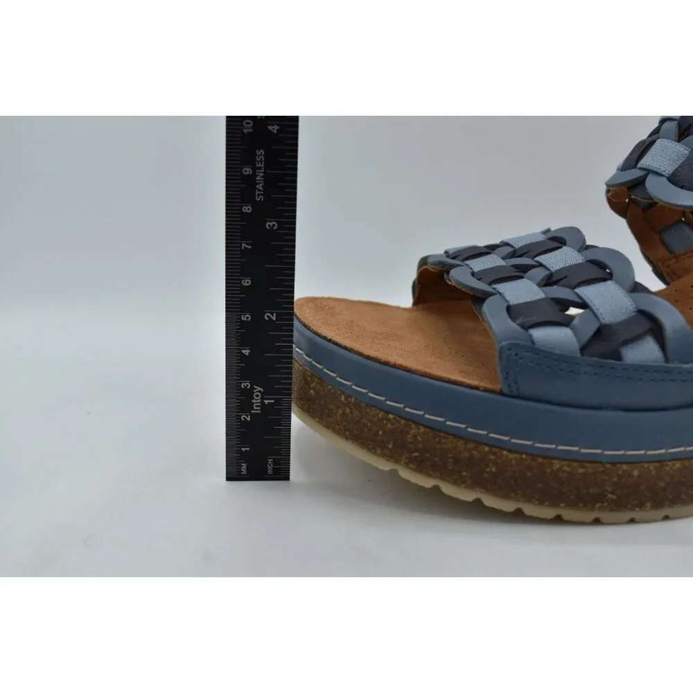 Clarks Women Size 11 Wide Width Kassanda Blue Combi Leather Mules Sandals Shoes‎